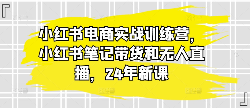 小红书电商实战训练营，小红书笔记带货和无人直播，24年新课思达网创-思达私域联盟网思达网创-199sd.com