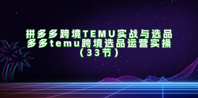 拼多多跨境TEMU实战与选品，多多temu跨境选品运营实操（33节）