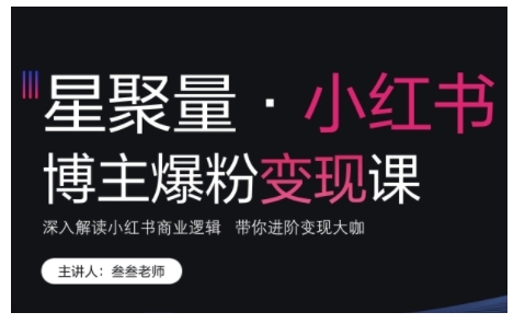 小红书博主爆粉变现课，深入解读小红书商业逻辑，带你进阶变现大咖思达网创-思达私域联盟网思达网创-199sd.com