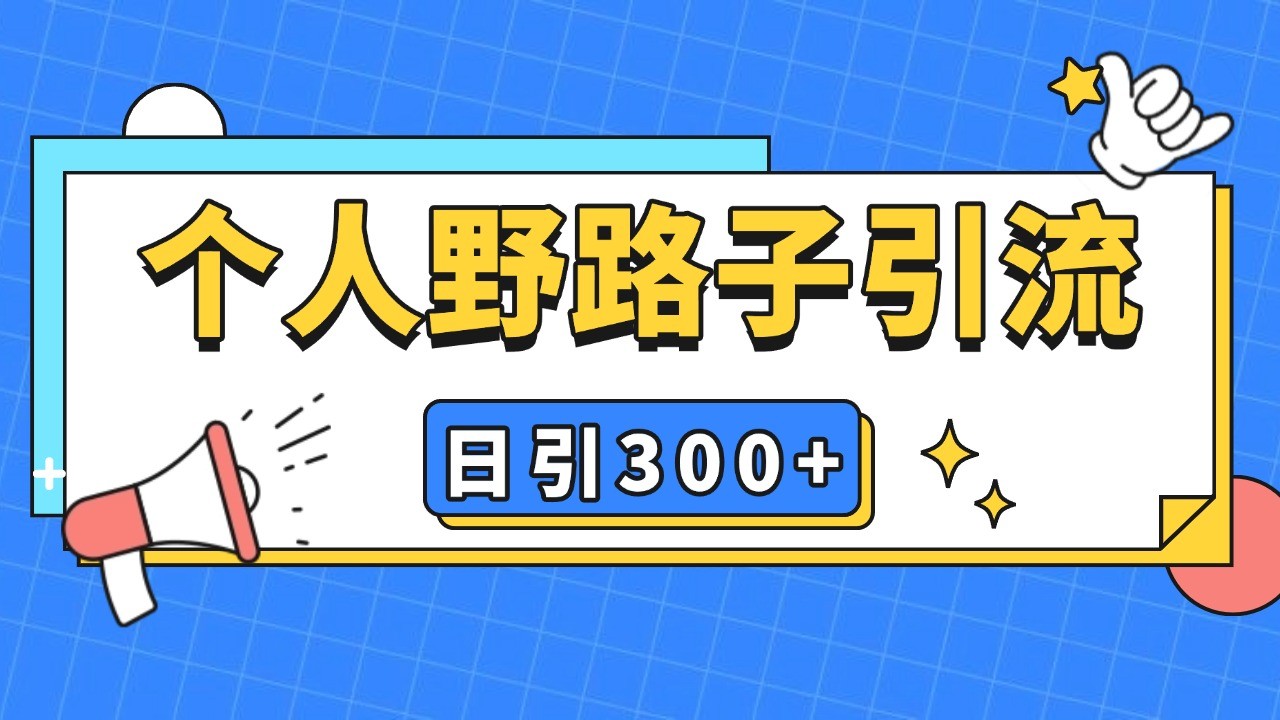 个人野路子引流日引300+精准客户，暴力截流玩法+克隆自热思达网创-思达私域联盟网思达网创-199sd.com