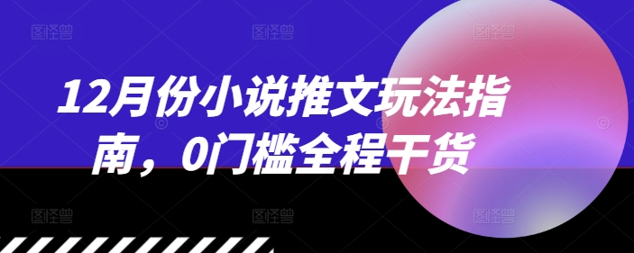 12月份小说推文玩法指南，0门槛全程干货思达网创-思达私域联盟网思达网创-199sd.com