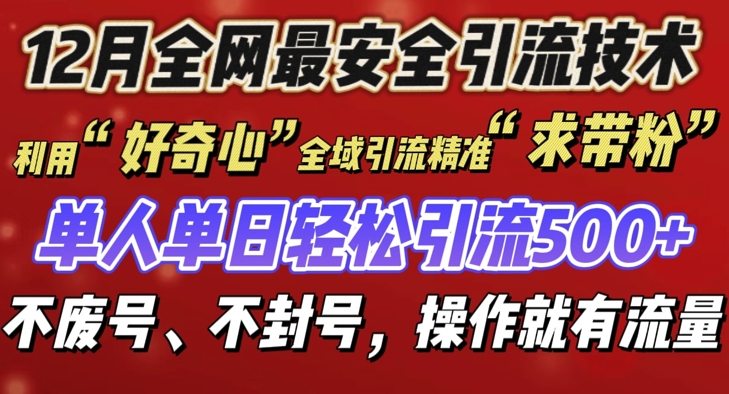 12 月份全网最安全引流创业粉技术来袭，不封号不废号，有操作就有流量思达网创-思达私域联盟网思达网创-199sd.com