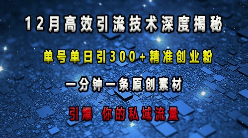 最新高效引流技术深度揭秘 ，单号单日引300+精准创业粉，一分钟一条原创素材，引爆你的私域流量思达网创-思达私域联盟网思达网创-199sd.com