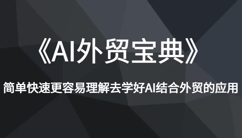 《AI外贸宝典》简单快速更容易理解去学好AI结合外贸的应用思达网创-思达私域联盟网思达网创-199sd.com