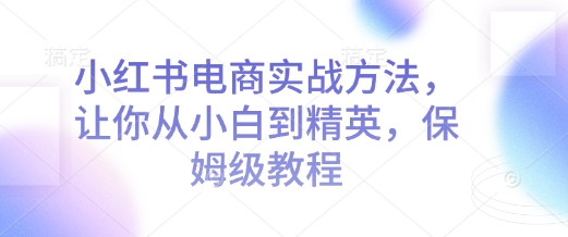 小红书电商实战方法，让你从小白到精英，保姆级教程思达网创-思达私域联盟网思达网创-199sd.com