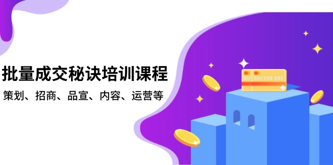 （13908期）批量成交秘诀培训课程，策划、招商、品宣、内容、运营等思达网创-思达私域联盟网思达网创-199sd.com